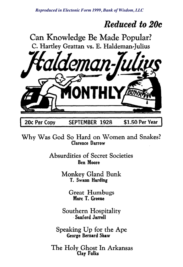 (image for) Haldeman-Julius Monthley, Sept. 1928. - Click Image to Close